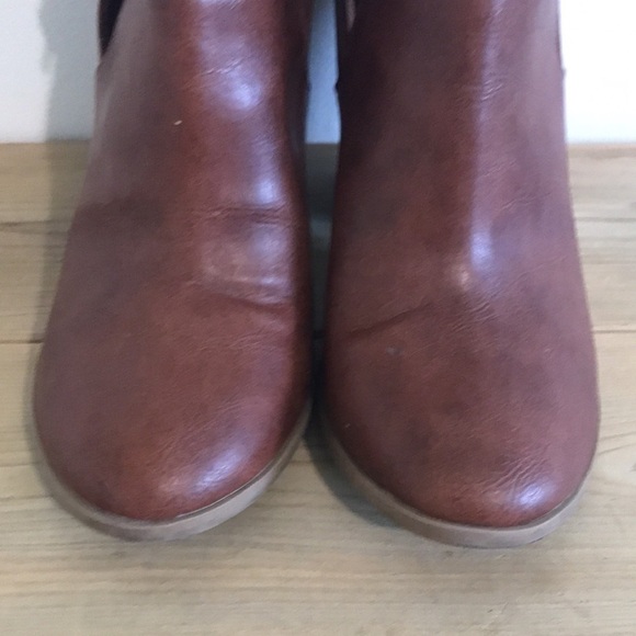 American Eagle Sander Braided heeled Booties brown cognac size 10 vegan - Picture 3 of 10